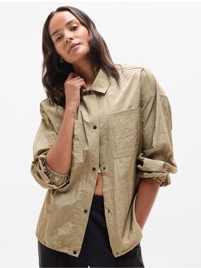 Athleta Beige Lunar Sheen Shirt Jacket Athliesure Size Small